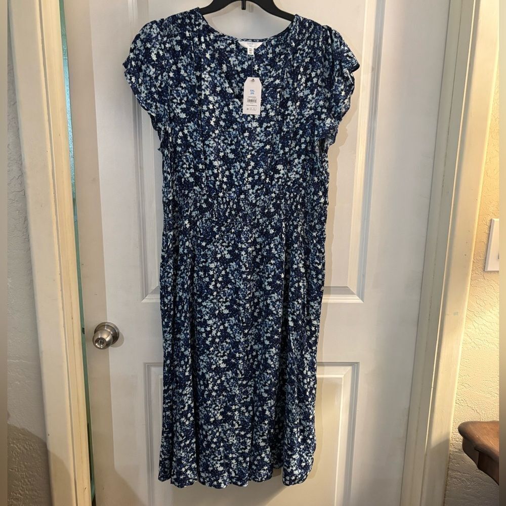 Time & Tru Floral Blue Dress Sz XXL - Picture 3 of 10
